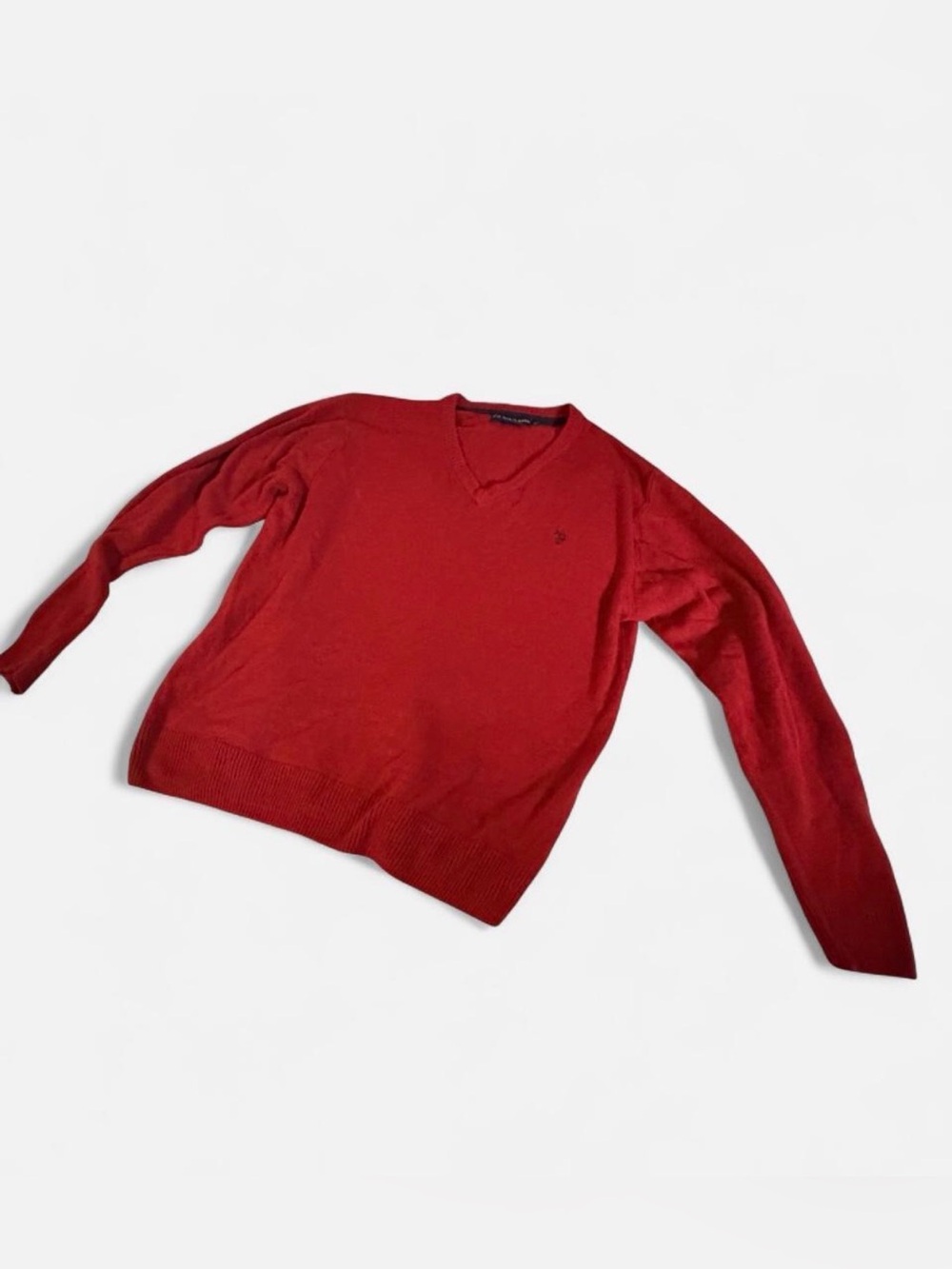 U.S. Polo Assn. Men's V-Neck Sweater in Deep Red
